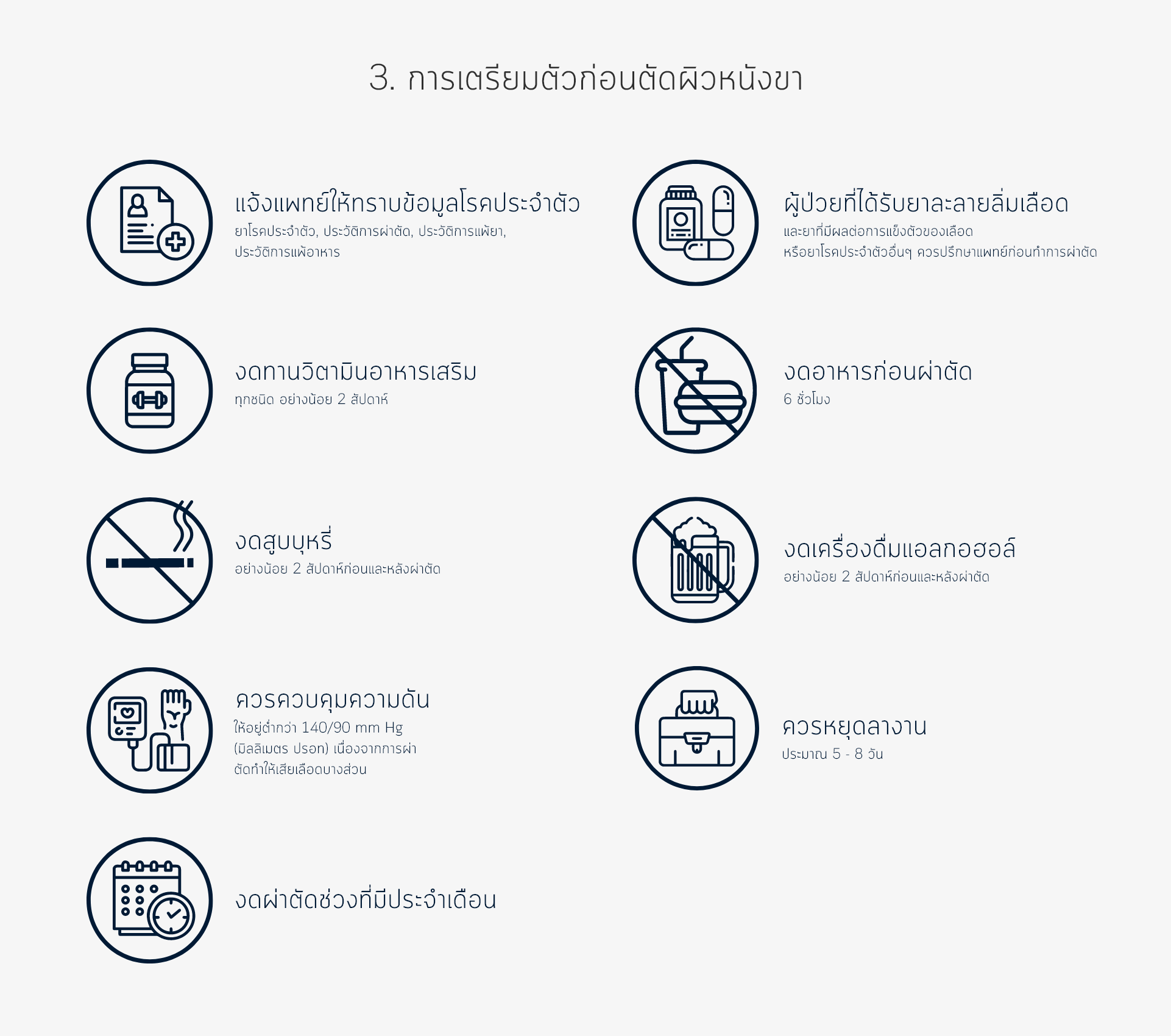 3. การเตรียมตัวก่อนตัดผิวหนังขา